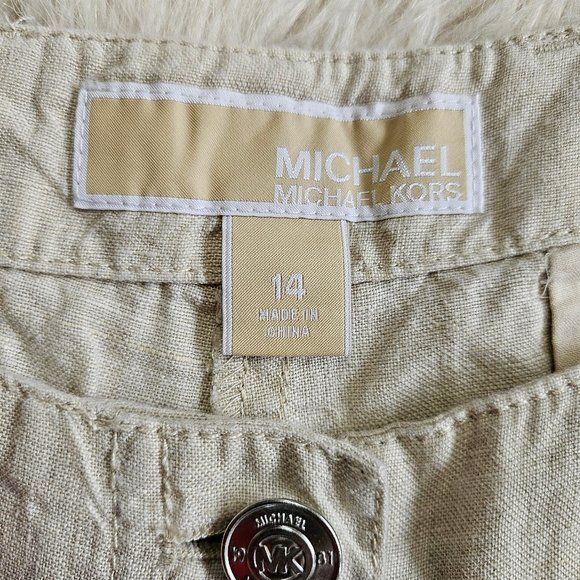 Michael Kors Woman's Cream 100% Linen Cargo Paints Size 14 - Picture 8 of 10